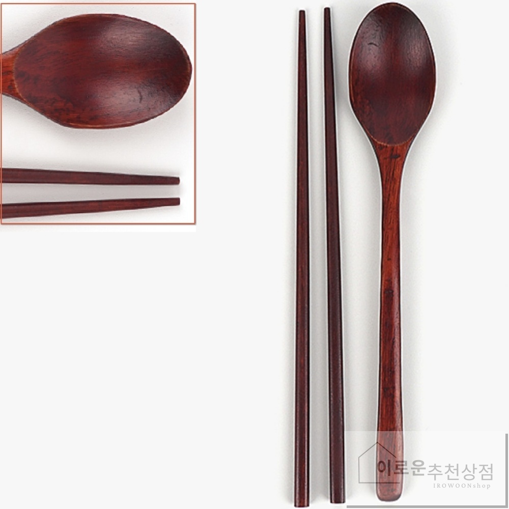 이로운추천상점 옻칠 숟가락젓가락세트 나무식기 부부 옻칠수저세트