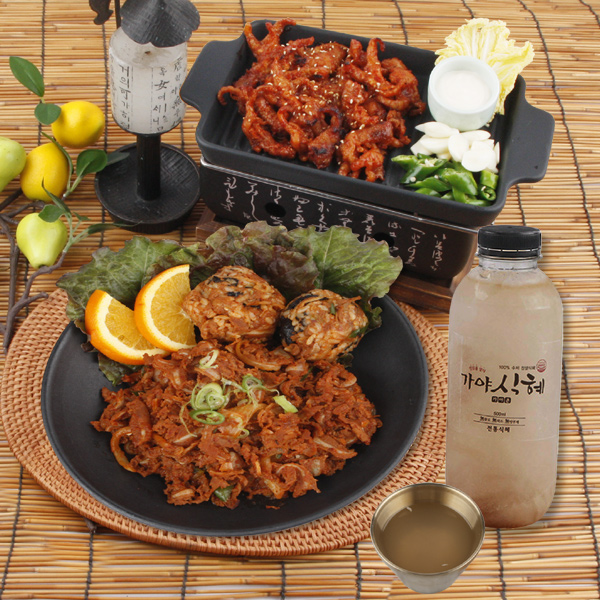 가야촌 매콤 불맛 오돌뼈 250g 무뼈 불닭발 250g 가야식혜