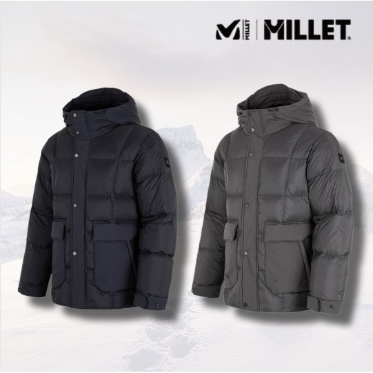 MILLET 백화점직송 빠른출고 밀레 MILLET 남성 후드패딩 구스다운자켓 겨울 패딩 2종 따뜻한 아우터 패딩 차콜 100