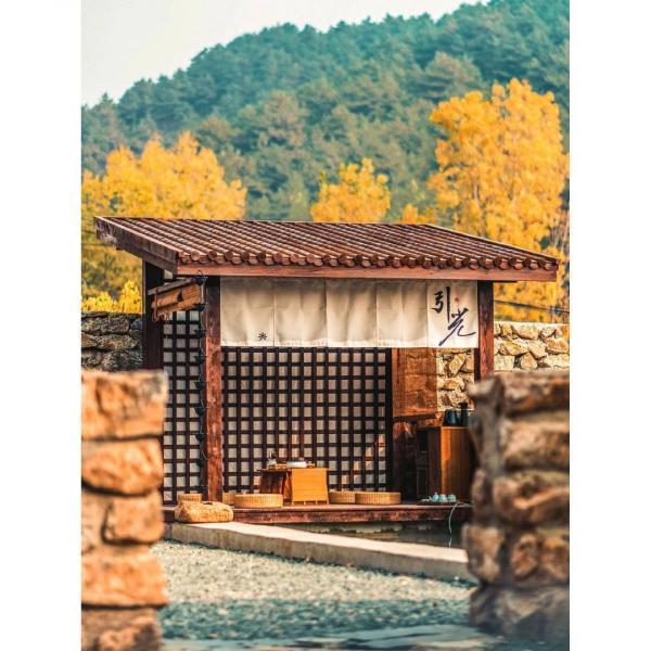 초가지붕 야외정원 다실 일식정원 야외목조옥테라스레저다정민박조경긴랑