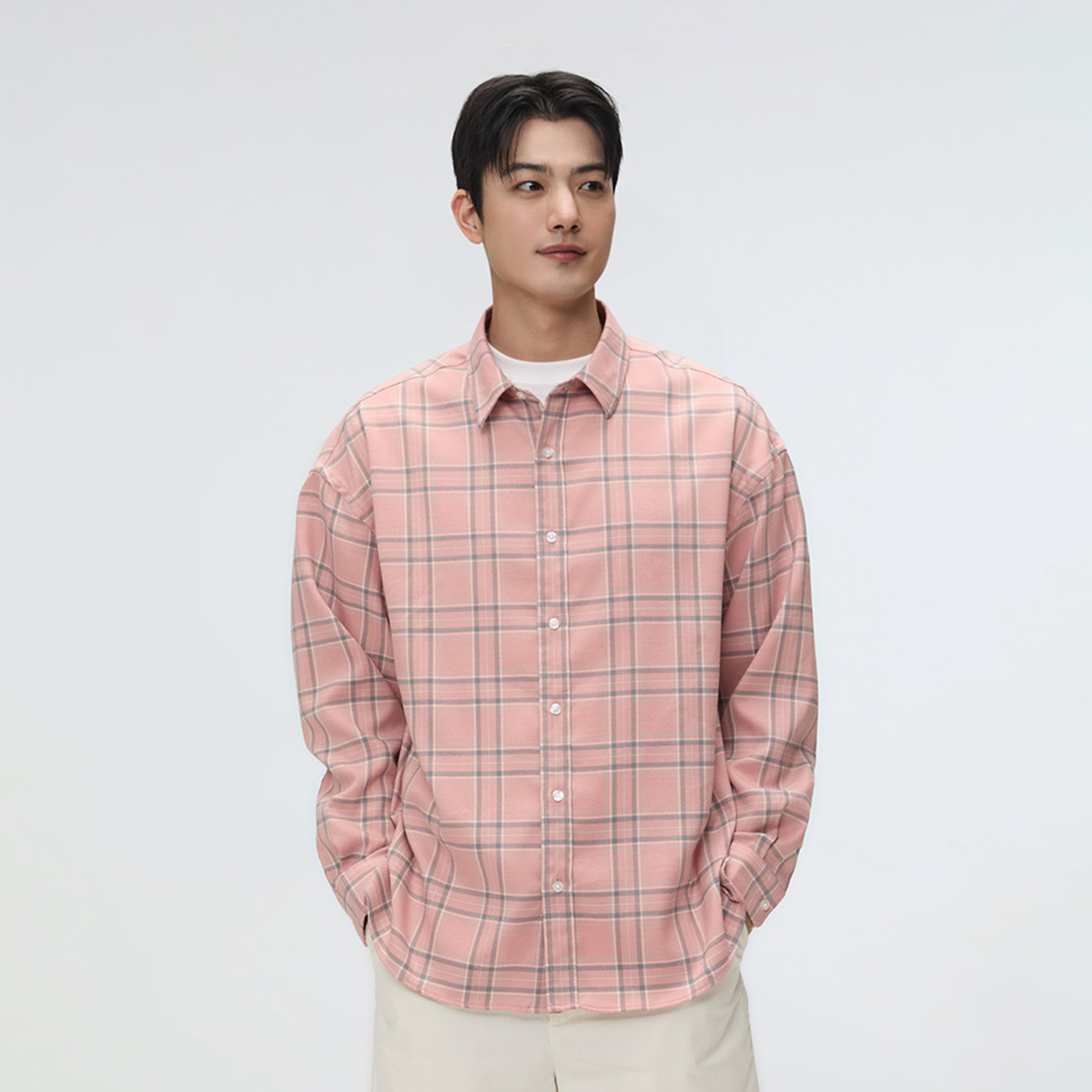 스파오 오버핏 체크 셔츠 SPYWF23C61