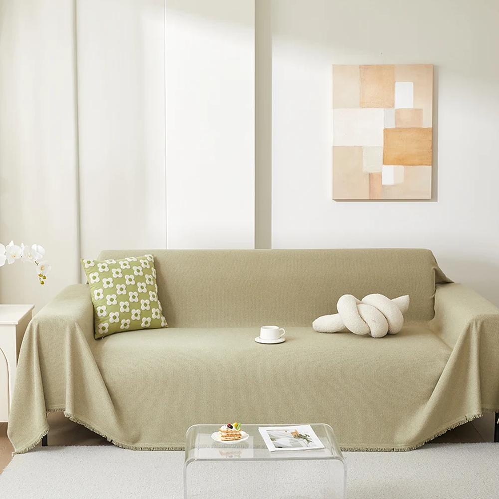 셔닐 솔리드 방수 소파 타올 커버 태슬 도팅 원단 보호 애완 동 G 180x300cm70x118 1개 1 Army Green