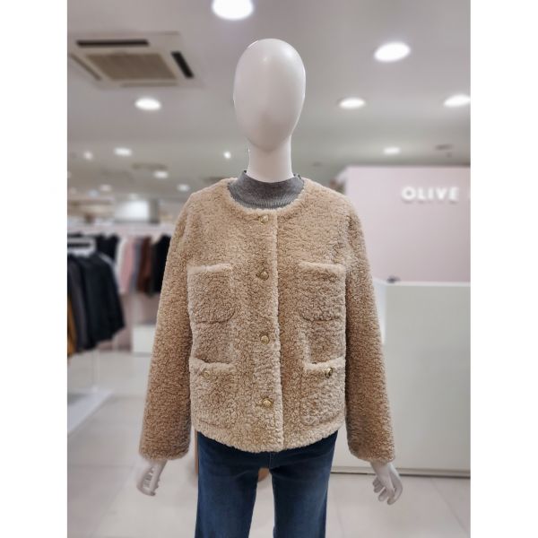 올리브데올리브 올리브데올리브 노카라 아웃 포켓 뽀글이 점퍼 4498023 66 라이트 YM3XM954