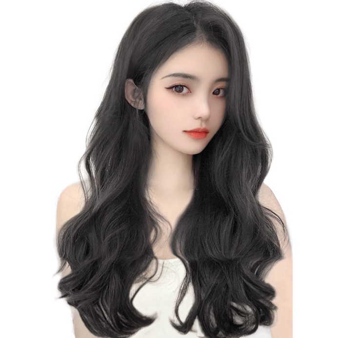 가발위드 붙임머리 엔디롱 웨이브 부분 가발 3피스 세트 1세트 진한블랙50cm