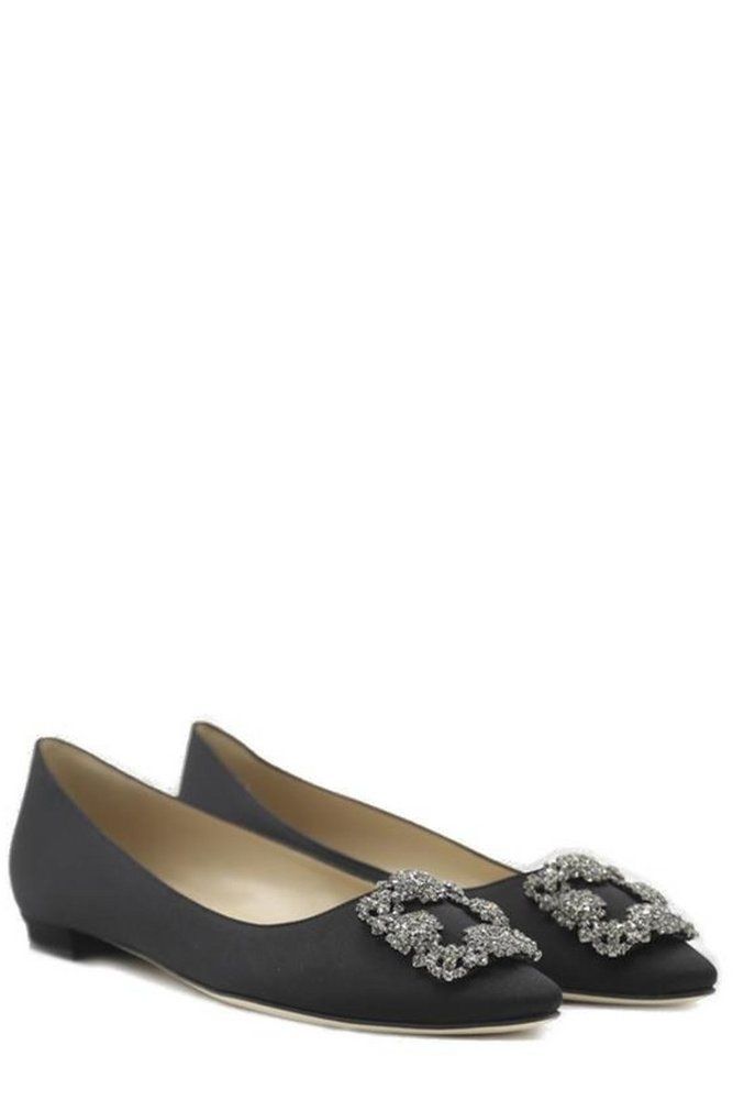 마놀로블라닉 MANOLO BLAHNIK 마놀로 블랑 한기시 임벨리쉬드 새틴 플랫 9XX03480053 0015
