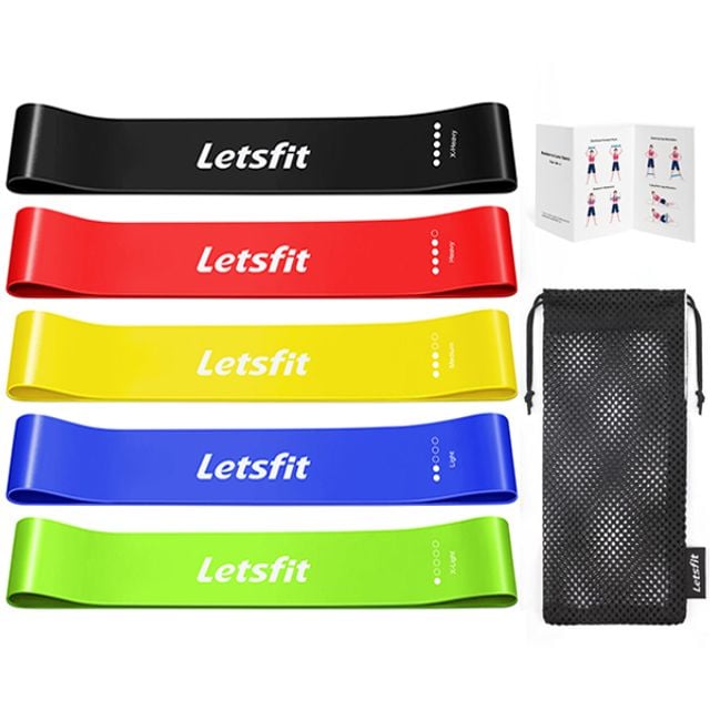 렛츠핏 Letsfit렛츠핏 라텍스운동밴드 5색 5단계루프밴드1SET 레드계열5색