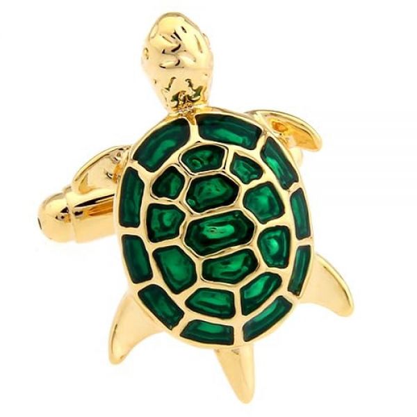 Gold Turtle 커프링크스 브라스 보석