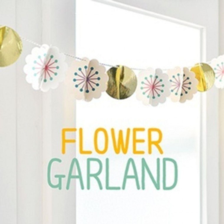잼스튜디오 FLOWER GARLAND벽장식소품 가랜드 천장 인테리어 디자인 종이 실내 꽃소품