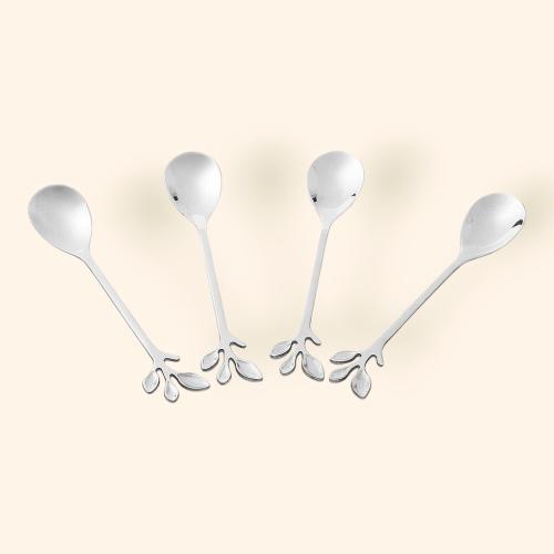 나뭇잎 패턴 스텐레스 티스푼 4개 세트
