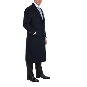 남성용 울 캐시미어 싱글 브레스트 풀 렝스 오버코트 탑 코트