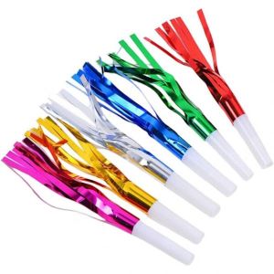 HONBAY 30pcs 글리터 프린지 메탈릭 노이즈 메이커 생일 신년 파티 소음 블로우아웃 휘파람 호의