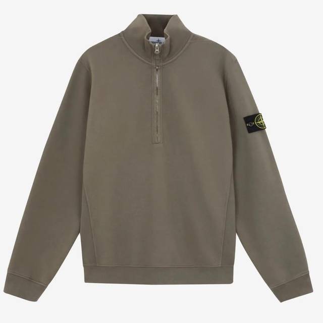 스톤아일랜드 스톤아일랜드 로고 하프 지퍼 맨투맨 그린 NB25 남성 후드 Zip Collar Sweatshirt 8056246104318 811563420 V0075