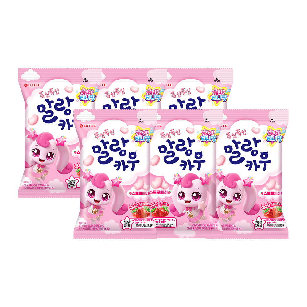 롯데웰푸드 롯데웰푸드 캐치티니핑X말랑카우 스트로베리 79gX6개