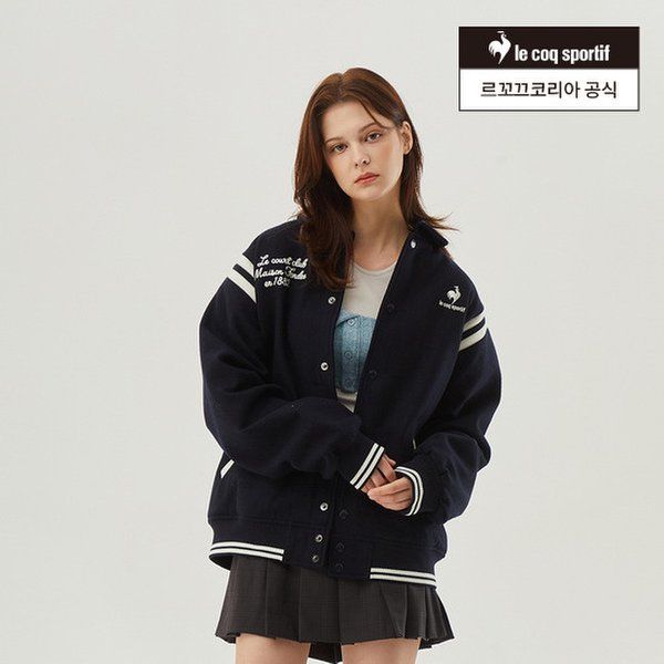 르꼬끄스포르티브 르꼬끄 오버핏 울 바시티 자켓 MGR QO323TJK99