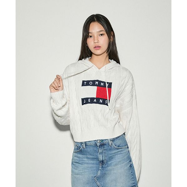 타미진스 TOMMY JEANS 센터 플래그 케이블 후디 T32E7KTO43TWT1YBH 759726