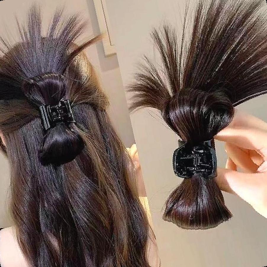 반묶음 가발 집게핀 꼬임방지 단발 세련된 자연스러운 당고 올림머리 앞머리 브라운블랙