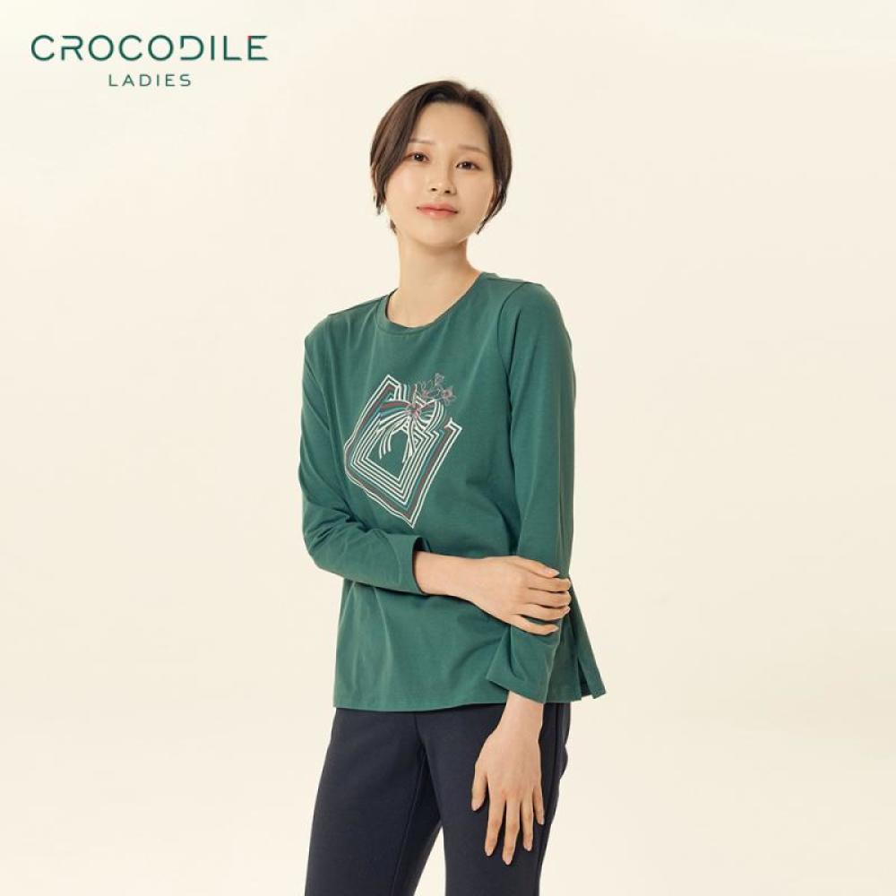 크로커다일레이디 봄 코튼 혼방 원포인트 긴팔 라운드티 CLDSTS901