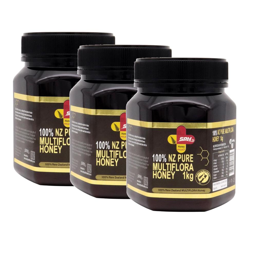 에스피에이치 뉴질랜드 퓨어 멀티플로라 허니 1kg 3개 SPH NZ Pure Multiflora Honey