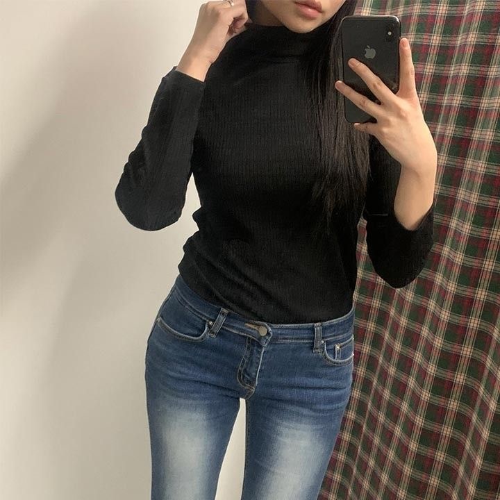 2사이즈 국내산 여성 따뜻한 꾸안꾸 목폴라 4컬