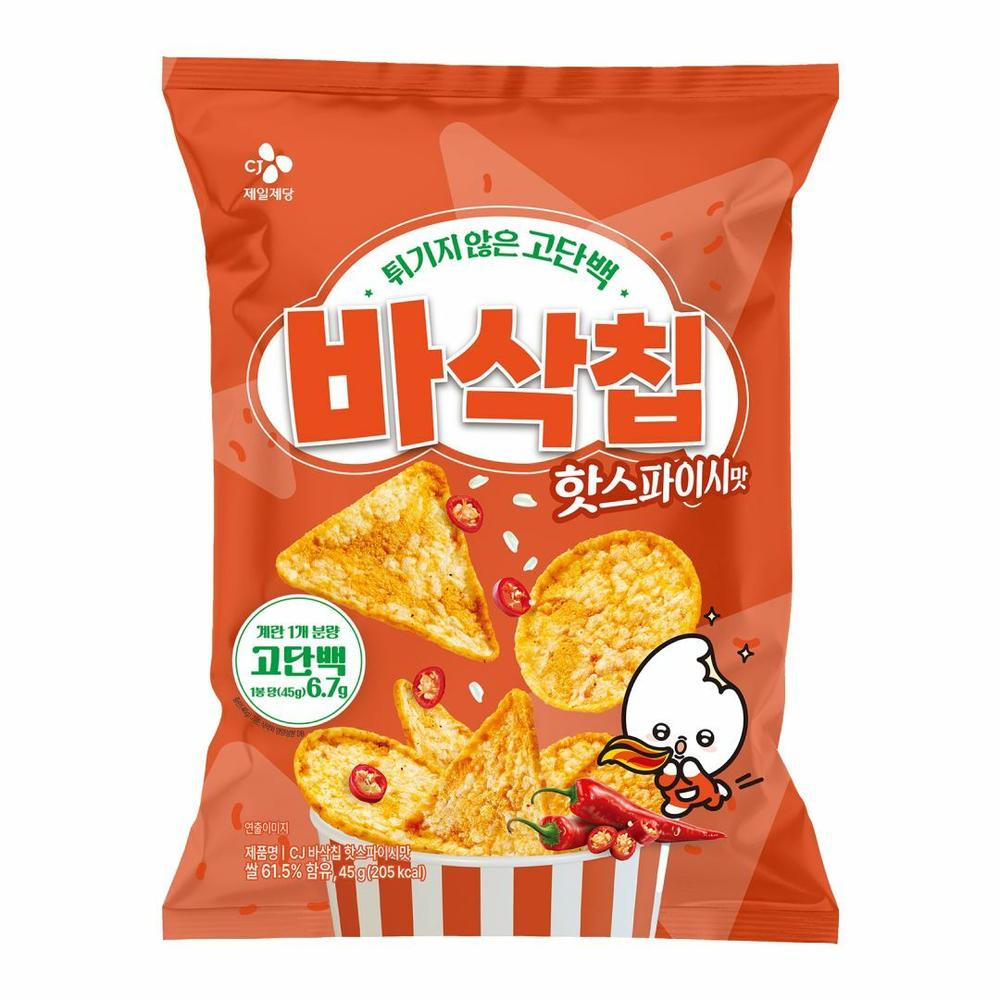 CJ 바삭칩 핫스파이시 45g 단백질 간식 사무실 탕비실 뻥튀기