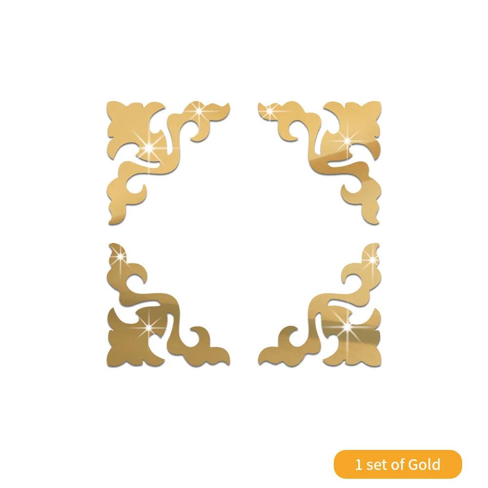 골드 할로우 조각 거울 스티커 가구 수정 아크릴 미러 칼 옷장 6 1개 A 20x20cmx4pcs MS361566