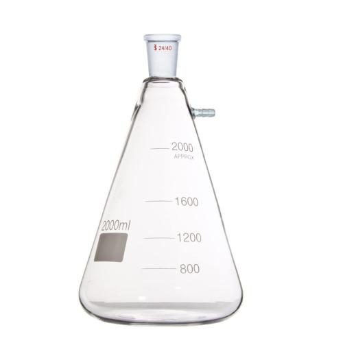 2000ml2440 유리 필터 흡입 플라스크 측면 튜브가 2L 여과 병