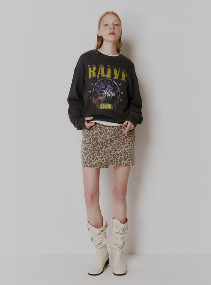 레이브 Leopard Denim Mini Skirt in L VJ5SS409-95