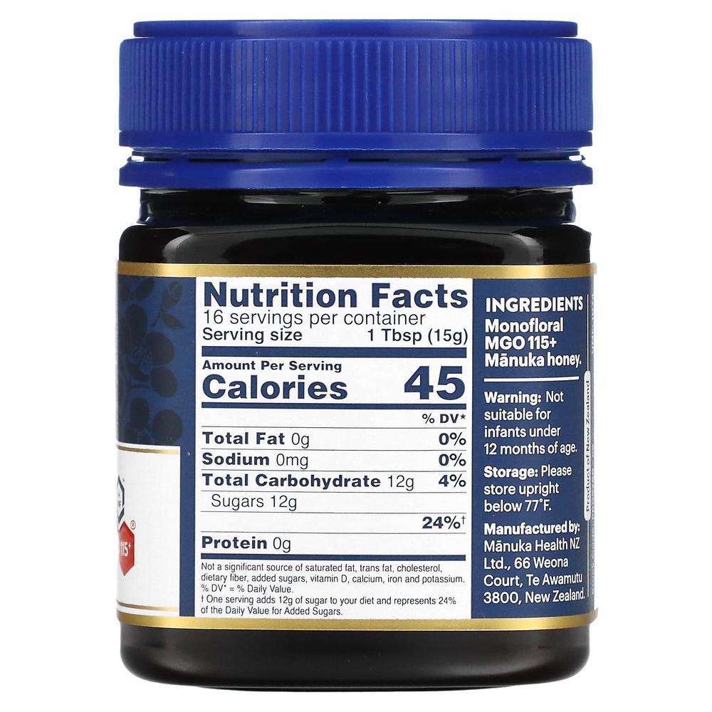 Manuka Health 오가닉 100 순수 마누카 꿀 MGO 115 250g 1개
