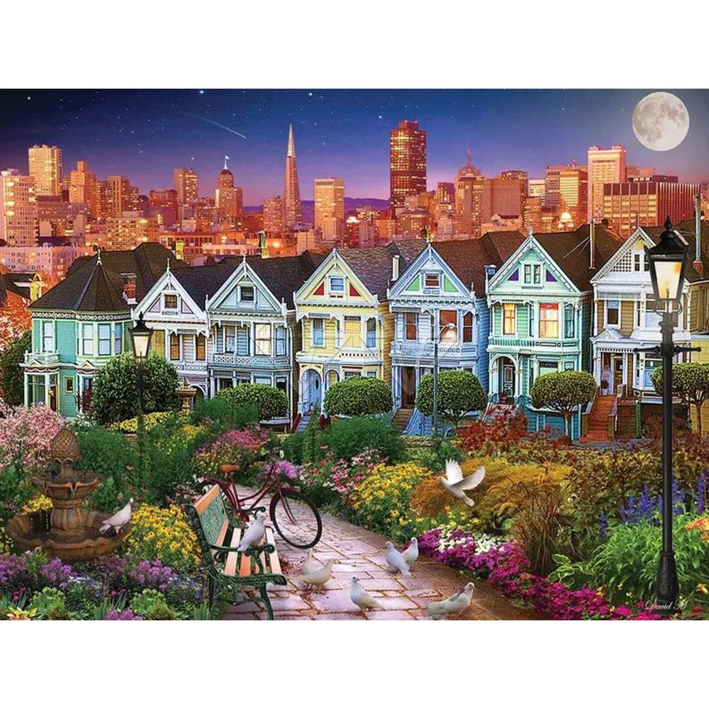 컬러 벨벳 캔버스 송진 페인팅 키트 조경 농장 등대 모자이크 자 9 11 1개 B 120C Resin 70x90