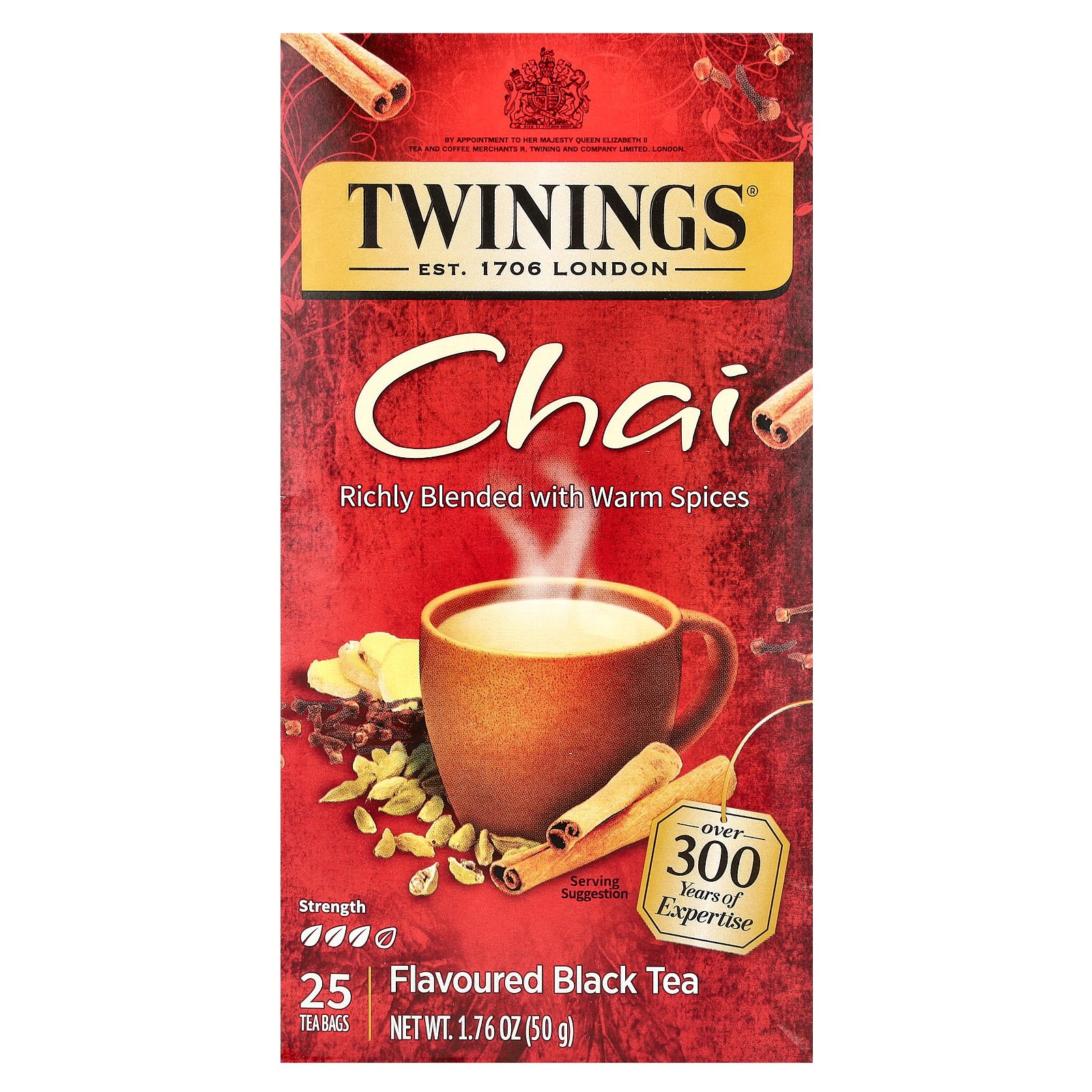 트와이닝 Twinings Flavored Tea Chai 25 Bags 1 76 oz 50 g Tea Bags 1개 25개입