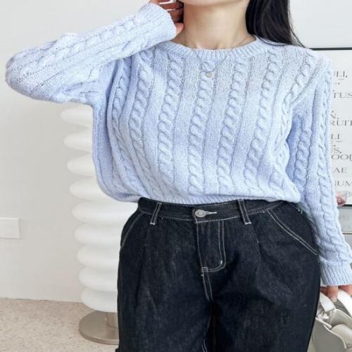 여성 데일리룩 부루클린 꽈배기니트 스웨터
