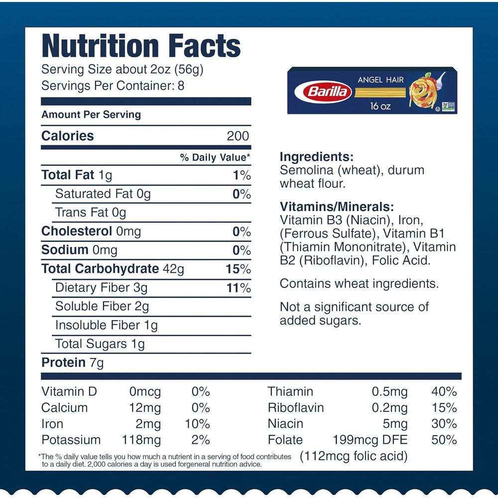 Barilla 바릴라 앤젤 헤어 듀럼밀 세몰리나 파스타 453g 4개