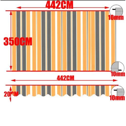 야외 차양 방수 패브릭 상점 커튼 발코니 캐노피 커버 자외 1개 23 4 42x3 5m