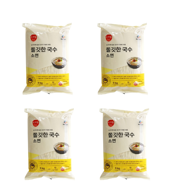 셀러허브 식품 CJ 이츠웰 쫄깃한 국수 소면 3kg 4개