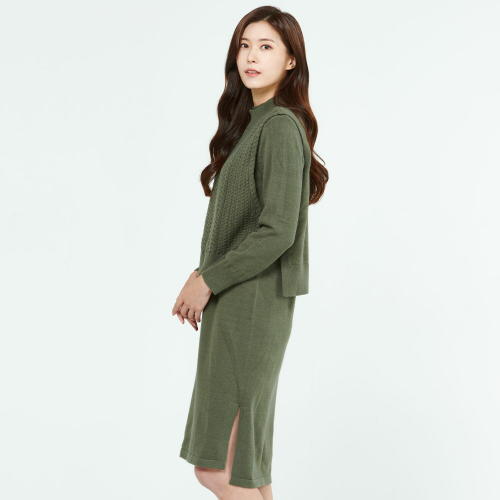 지센 지센 지센 콤비 니트 원피스 DB LCOPLA22