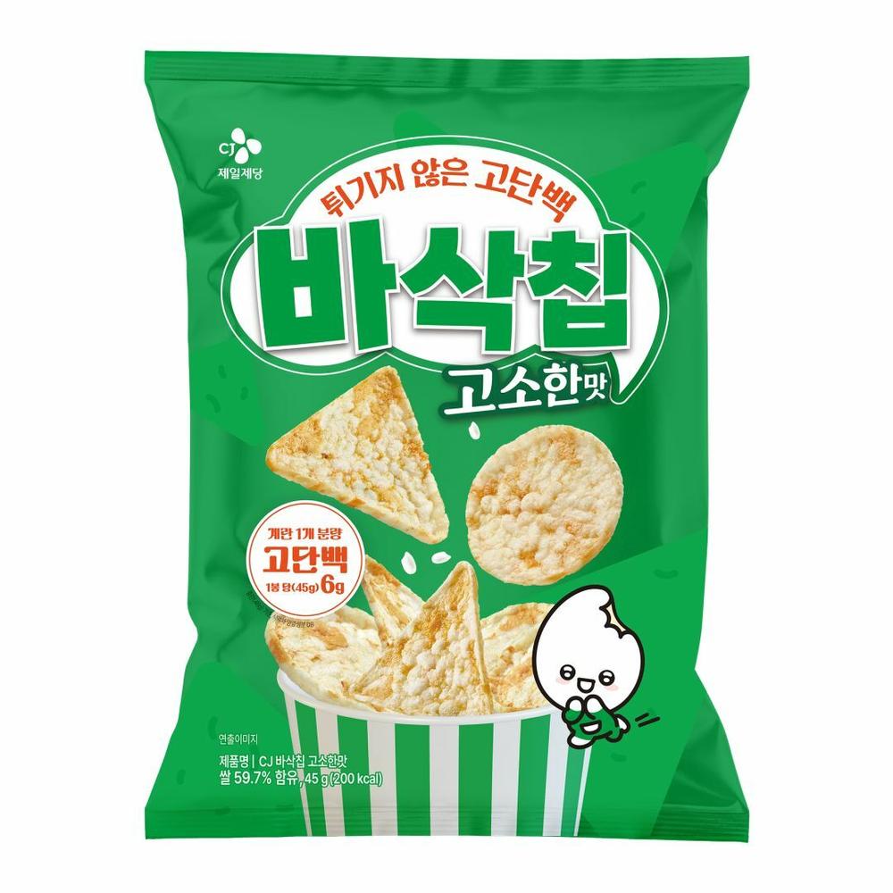 CJ 바삭칩 오리지널 45g 단백질 간식 사무실 탕비실 뻥튀기