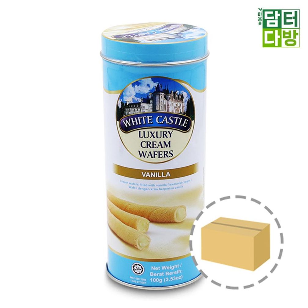 화이트캐슬 럭셔리 크림바닐라 웨이퍼100g 1BOX 24입 추억의간식 의옛날과자 초코 스낵 초코맛 막대 틴케이