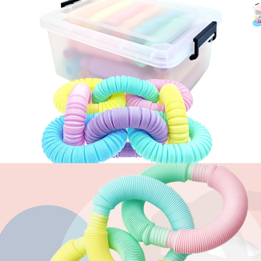구불이 대형 마카롱 팝튜브 파스텔 30P 사고력 구불구불 블럭