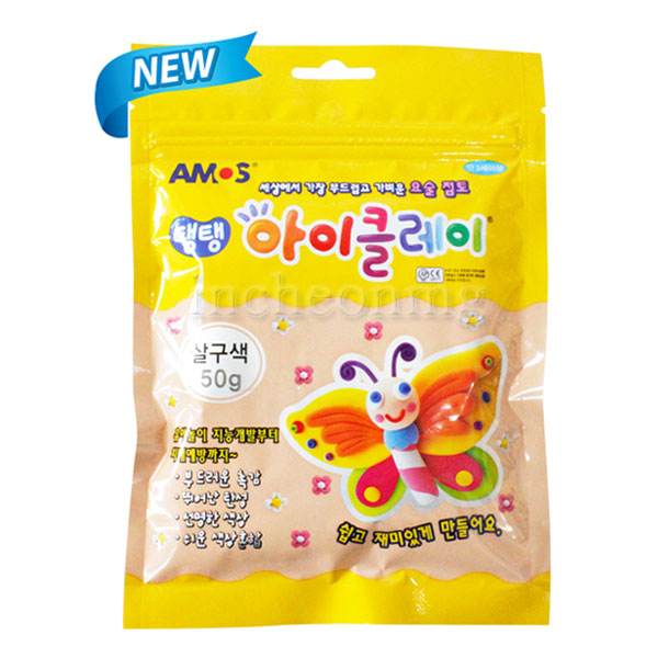 아모스 아모스 탱탱 아이클레이 파우치 50g 15색 칼라 가벼운 요술점토 살구 1개
