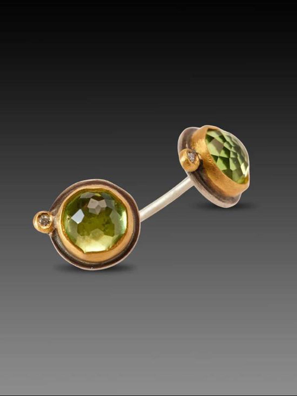 해외배송 Ananda Khalsa Jewelry 이어링 아난다 칼사 로즈컷 페리도트 스터드
