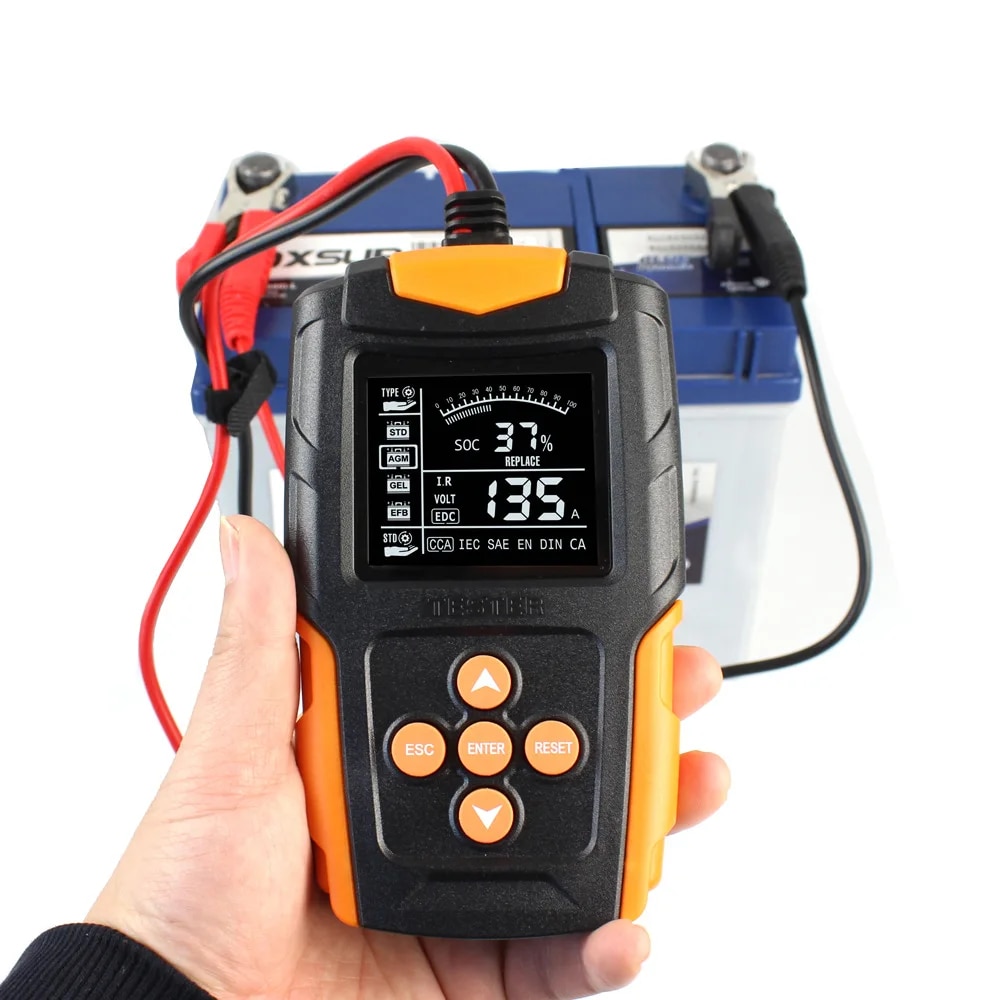 만능 자동차 배터리 테스터기 LCD 디지털 분석기 충전 진단 도구 SOH SOC CCA IR 트럭 측정 1개 12V24V
