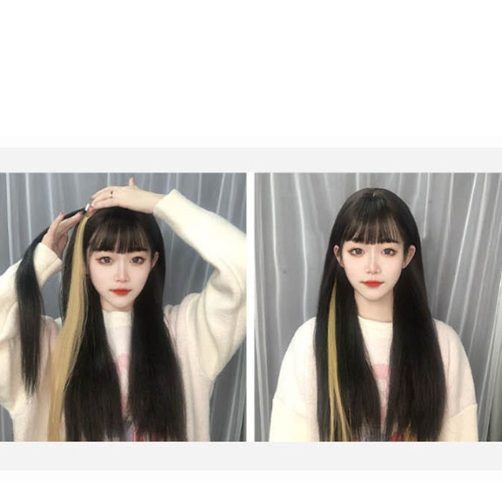 홈앤힐링 여성 붙임 셀프 가발 볼륨 스타일 인모 머리 똑딱이핀 헤어피스 컬러 부분