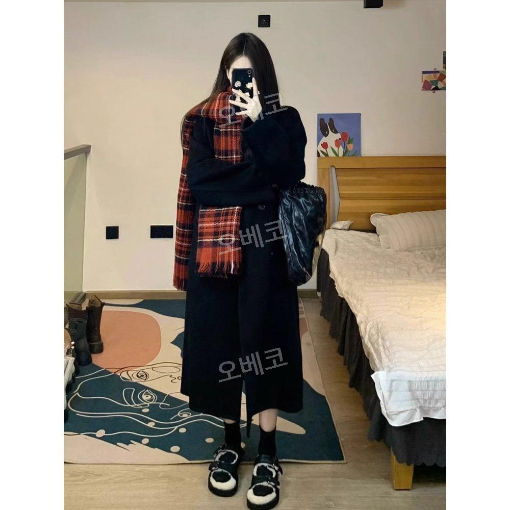 여성모직롱코트 겨울아우터 더블버튼 캐주얼 출근룩 겉옷 데일리 L 코튼