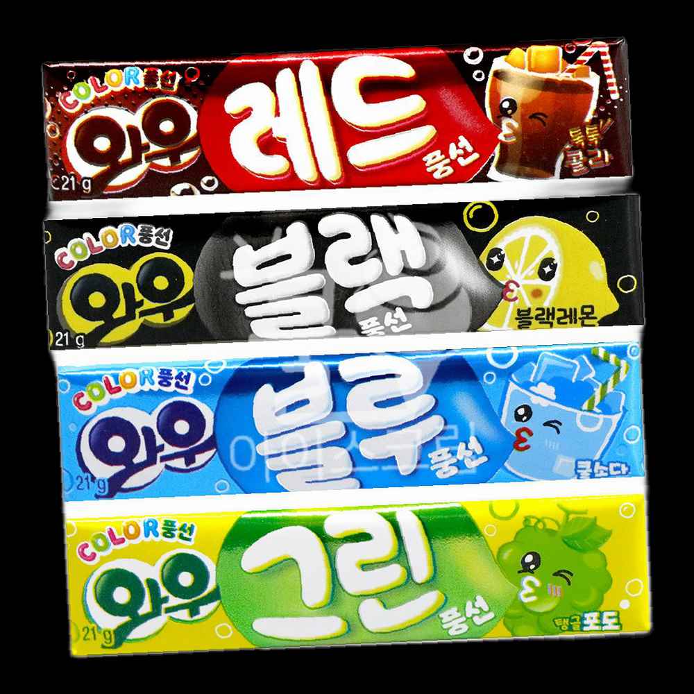 와우 풍선껌 4종세트 래드 그린 사탕