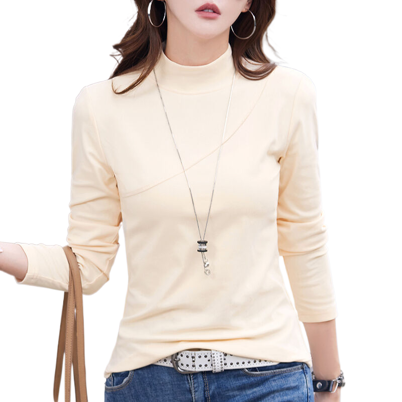 하늘 봄가을 여성 반폴라 긴팔 상의 슬림 티셔츠 Women s T-shirt 하늘비즈 A10 L D447J387