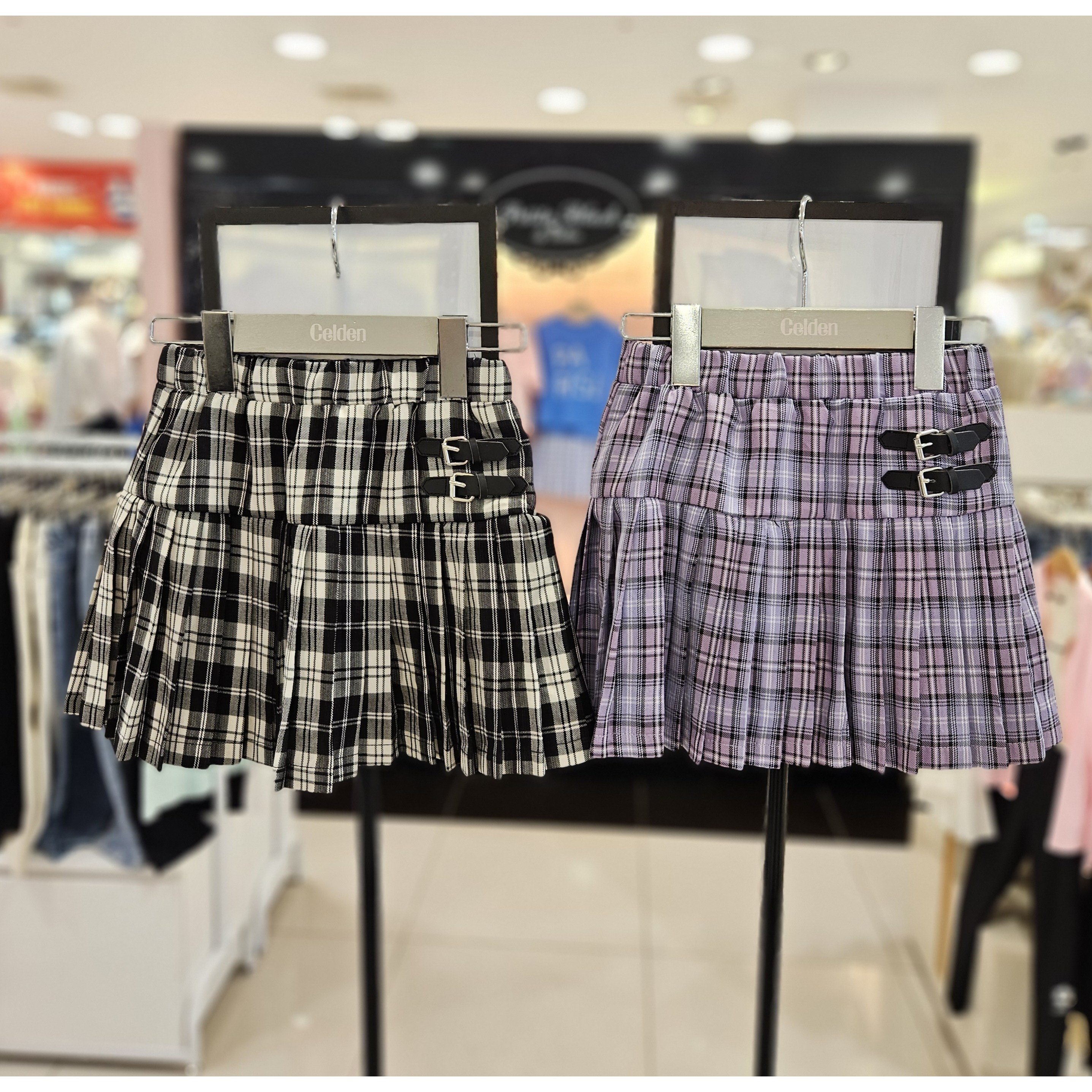 셀덴 셀덴 동아백화점 수성점 60 여아 아동 키즈 봄 가을 치마 속바지 있어 활동적인 버클 포인트 체크 스커트 EDWH23808-01 160