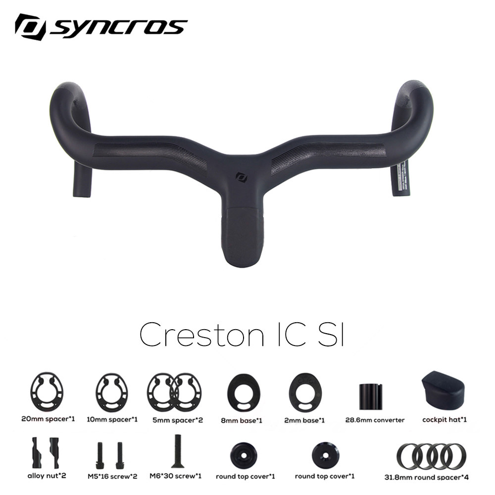 Syncros Creston-카본 로드 자전거 핸들바 완전 내부 라우팅 Di2 매트 통합 카본 콕핏 IC