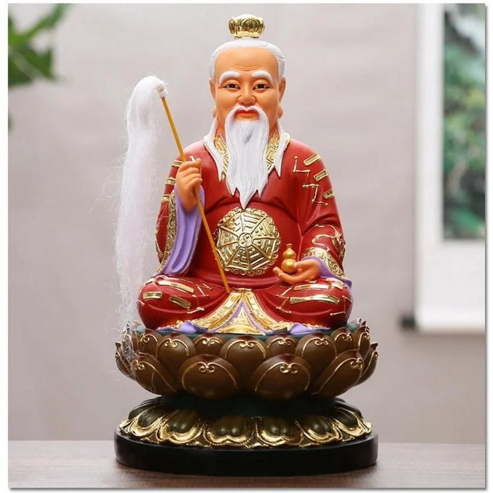 대형 아시아 신전 홈 효력 제거 도교 조상 주 라오 태상 라오준 축복 풍수 조각상 1개 2 tall