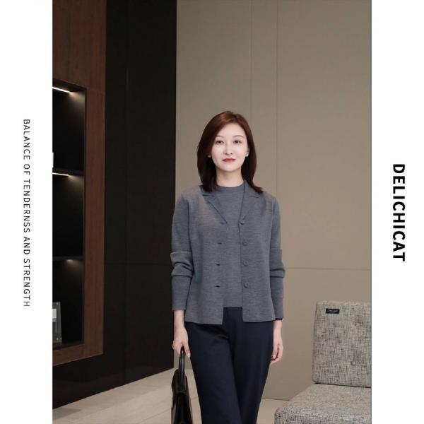 DELICHICAT quot 지성내 quot 세탁가능양자사울정장넥니트셔츠코트가을