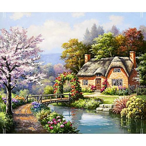 산속 오두막집 패브릭 보석십자수 40x50 풍경보석십자수 N5WB8F6A9